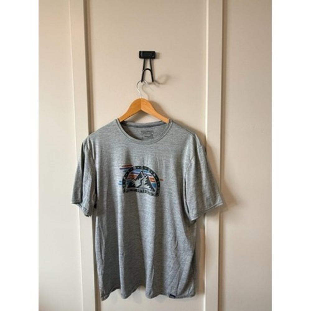 Patagonia Mens XL Capilene Daily Baselayer T-Shirt Gray Mountain Graphic Tee